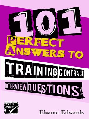 cover image of 101 Perfect Answers to Training Contract Interview Questions